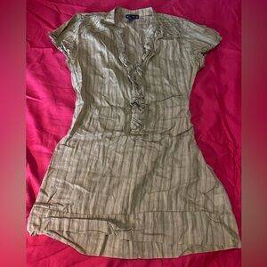 Striped Ruffle V-Neck Blouse Office Siren Flattering Feminine Formal Office Wear